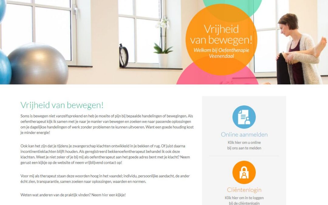 Case Praktijkwebsite Oefentherapie Veenendaal