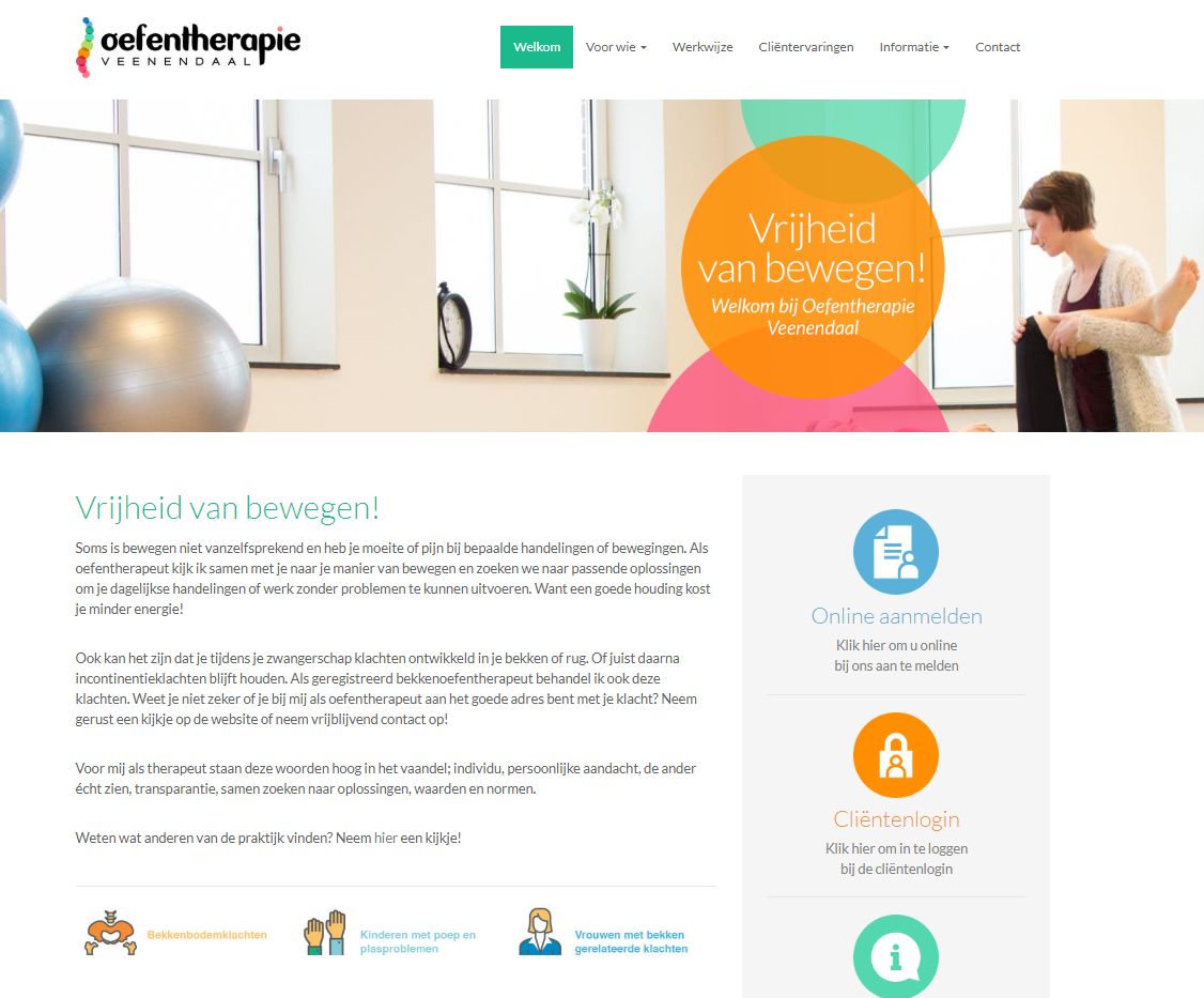 Praktijkwebsite Oefentherapie Veenendaal