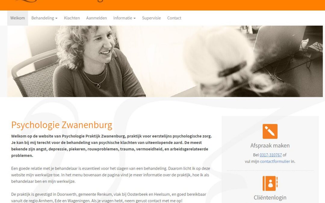 Case Praktijkwebsite Psychologie Zwanenburg